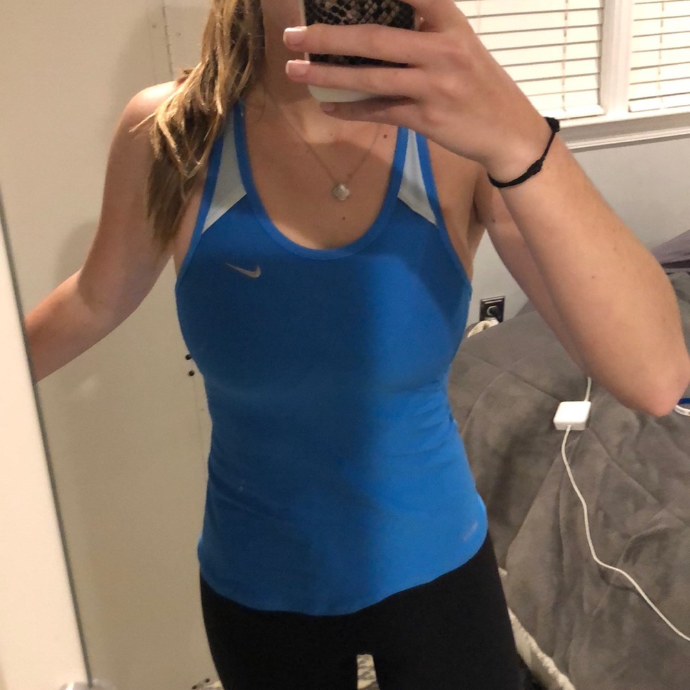 racer back blue nike shirt!